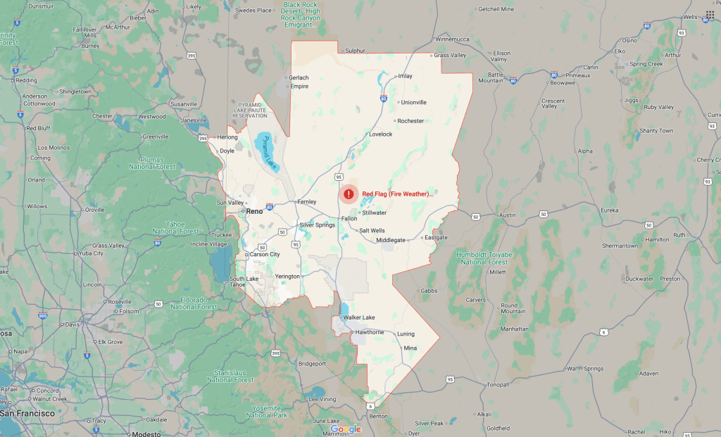 Red Flag warning issued for Carson City and surrounding region
