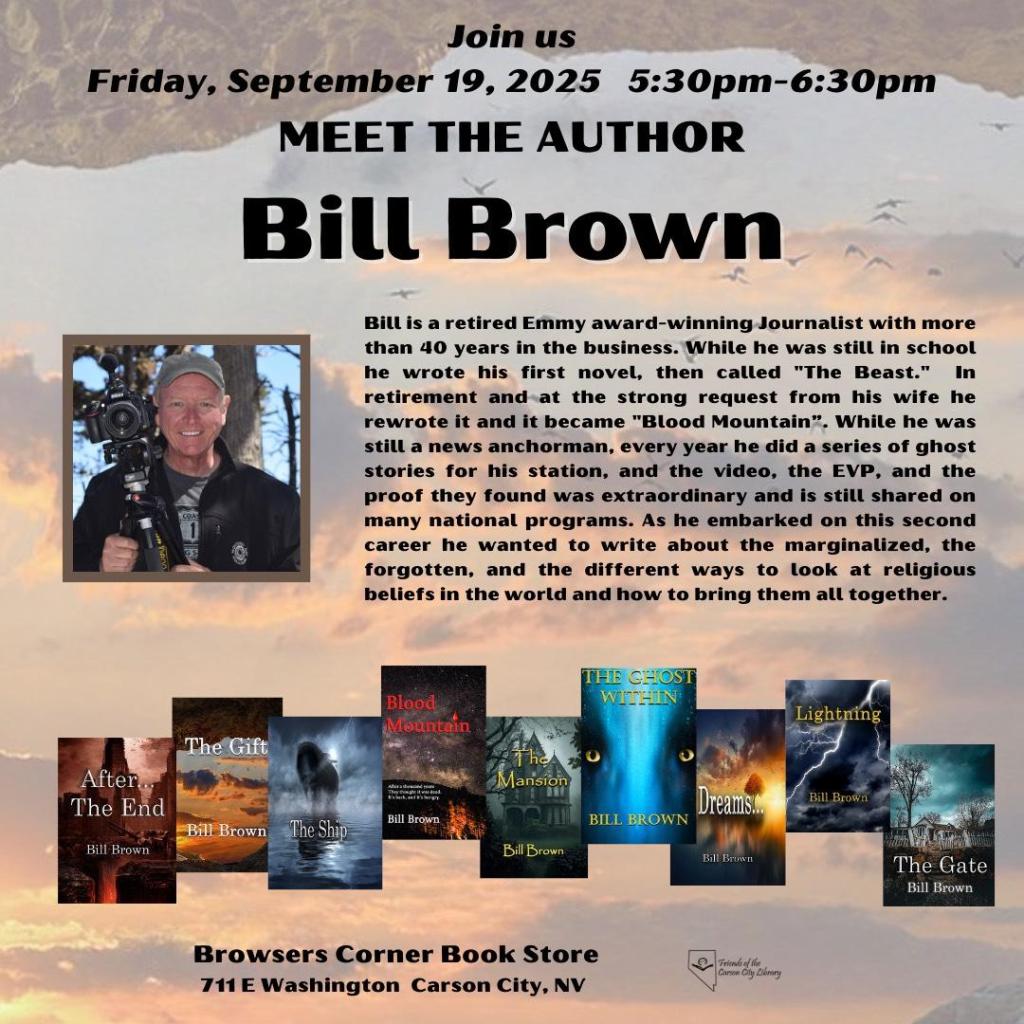 Author Bill Brown to share supernatural thrillers at Browsers Corner Book Store in Carson City